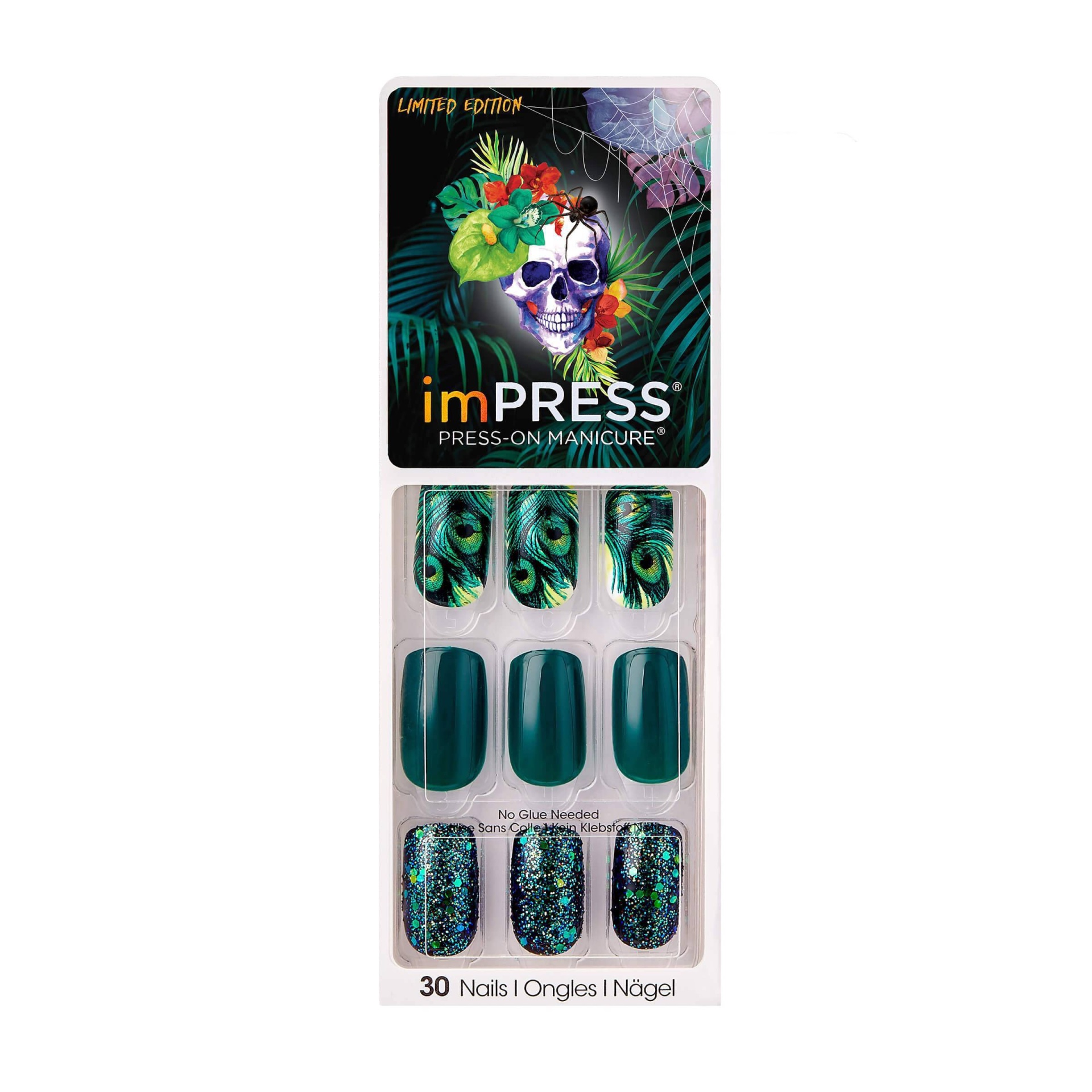 slide 1 of 3, Kiss False Nails Impress Peacock, 30 ct