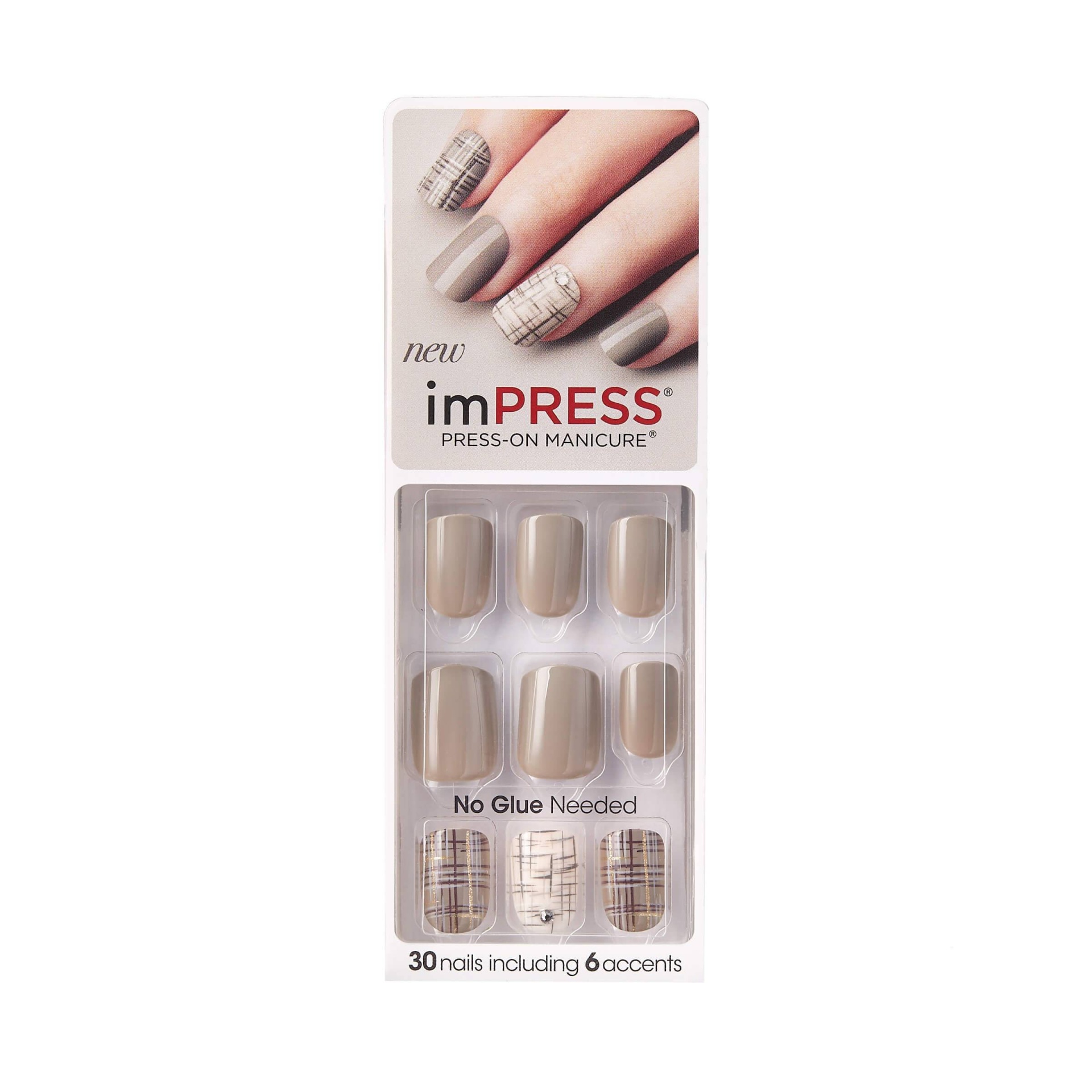 slide 1 of 2, Kiss imPRESS Nails Rainbow Light Gray, 30 ct