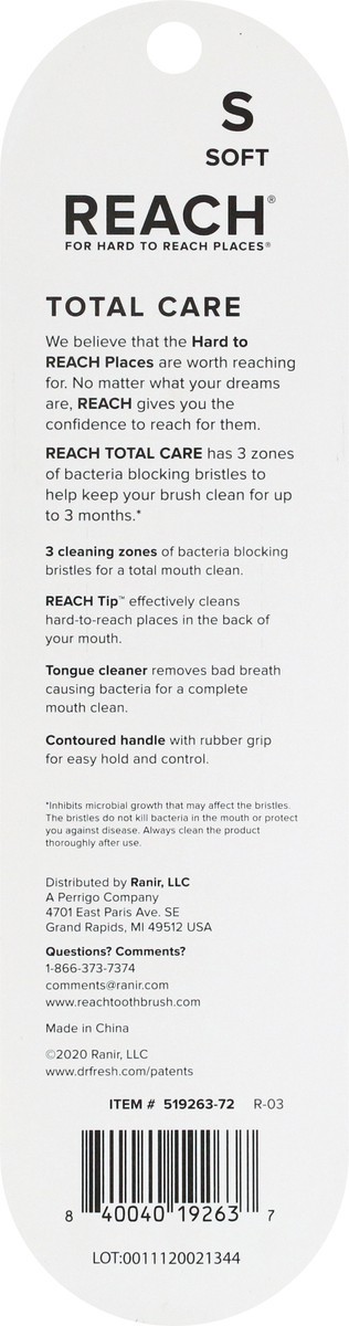 slide 5 of 9, Reach Antibacterial Toothbrush Soft, 3 ct