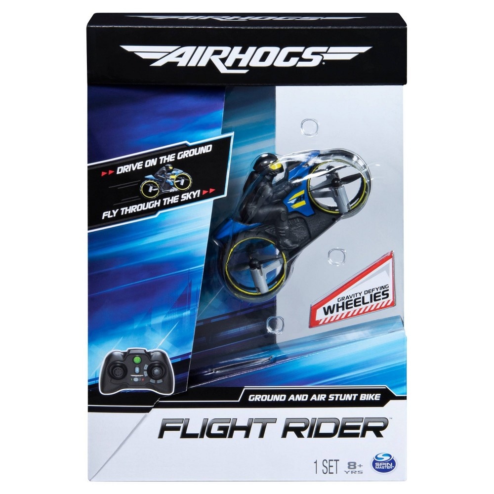 slide 2 of 8, Air Hogs Flight Rider 2-in-1 Remote Control Stunt Motorcycle for Ground and Air, 1 ct