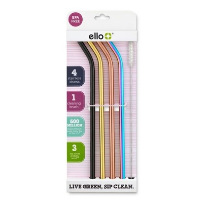 slide 1 of 2, Ello Stainless Steel Straws, 4 ct