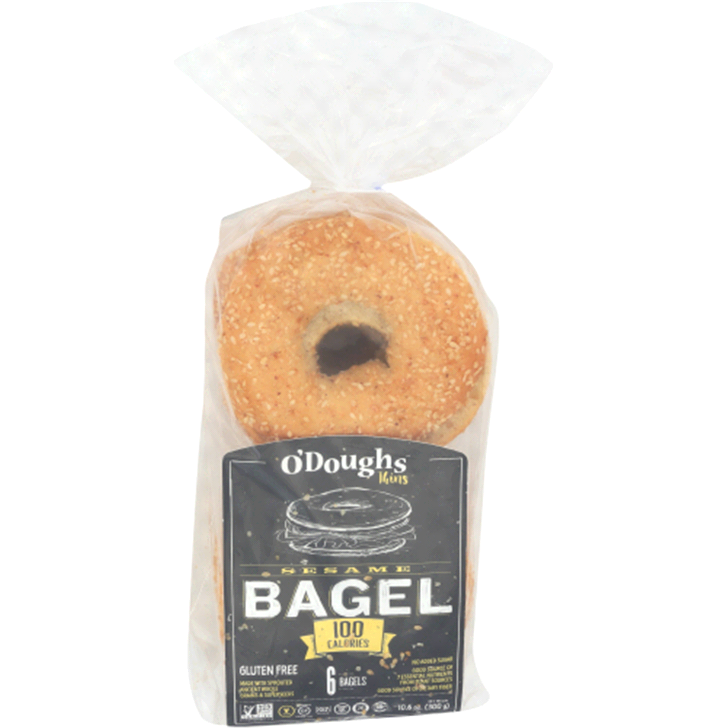 slide 1 of 5, O'Doughs Thins Bagels, Gluten Free, Sesame, 10.6 oz