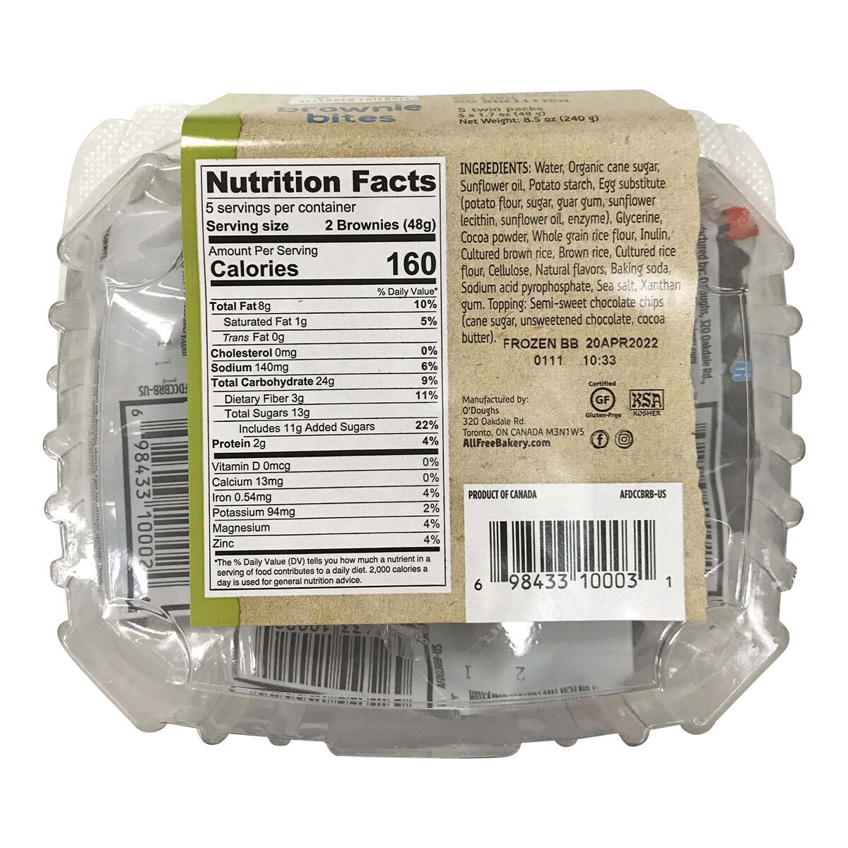 slide 2 of 2, O'Doughs Bites Double Chocolate Chip Brownie 5 - 1.7 oz Packs, 5 ct