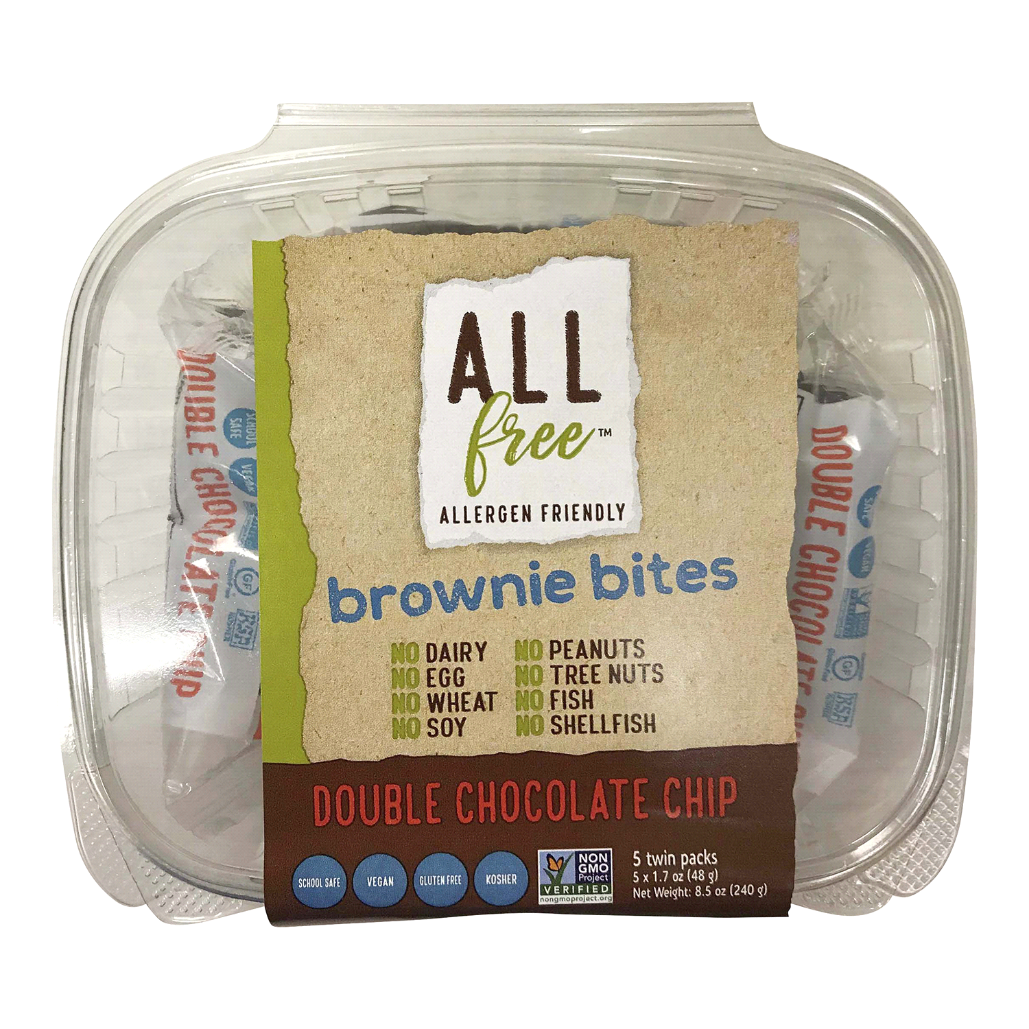 slide 1 of 2, O'Doughs Bites Double Chocolate Chip Brownie 5 - 1.7 oz Packs, 5 ct
