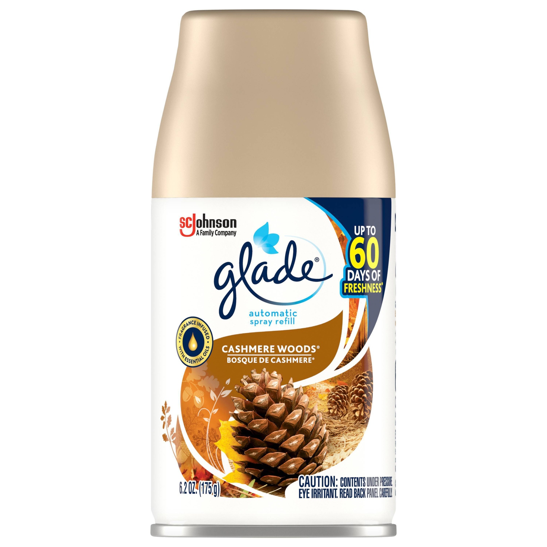 slide 1 of 6, Glade Cashmere Woods Automatic Spray Refill, 6.2 oz