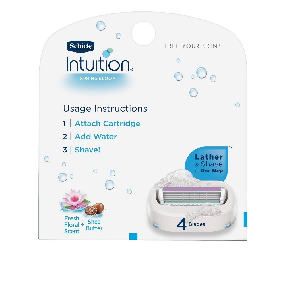 slide 3 of 5, Schick Intuition Spring Bloom with Shea Butter Women's Razor Blade Refills, 3 ct