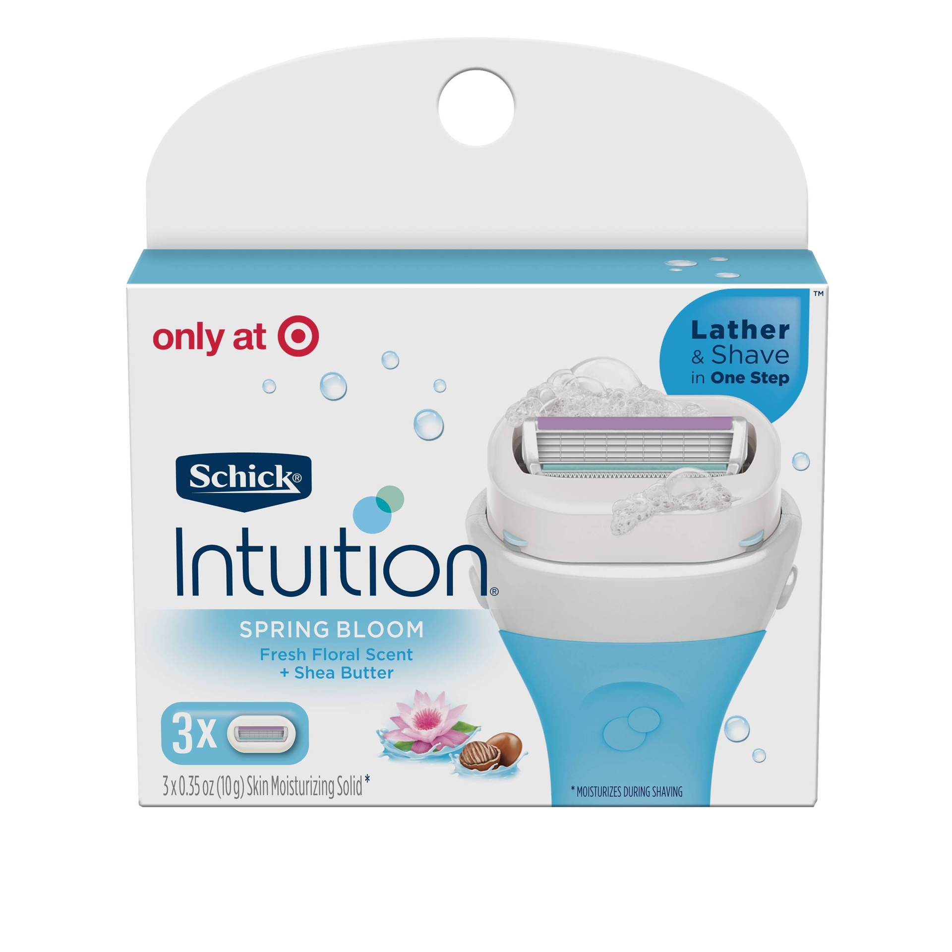 slide 1 of 5, Schick Intuition Spring Bloom with Shea Butter Women's Razor Blade Refills, 3 ct