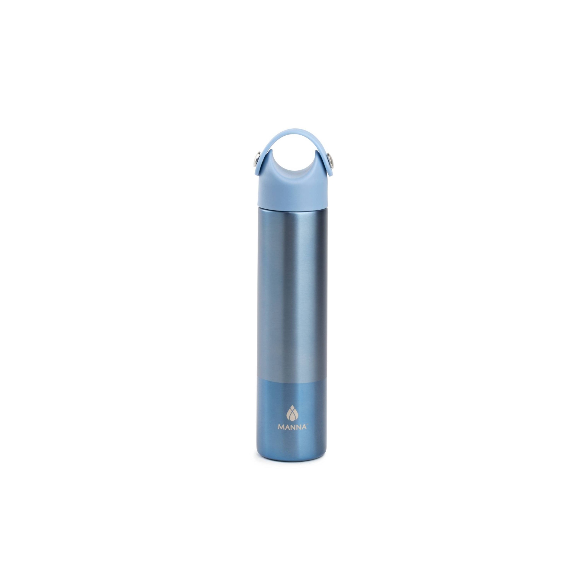 slide 1 of 6, Manna Stainless Steel Frosted 2-Tone Hydration Bottle Blue, 10 oz