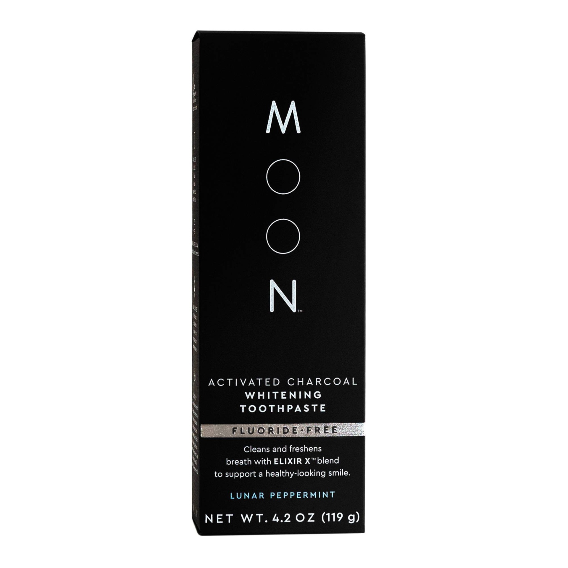 slide 1 of 7, Moon Activated Charcoal Fluoride-Free Whitening Lunar Peppermint Toothpaste, 4.2 oz