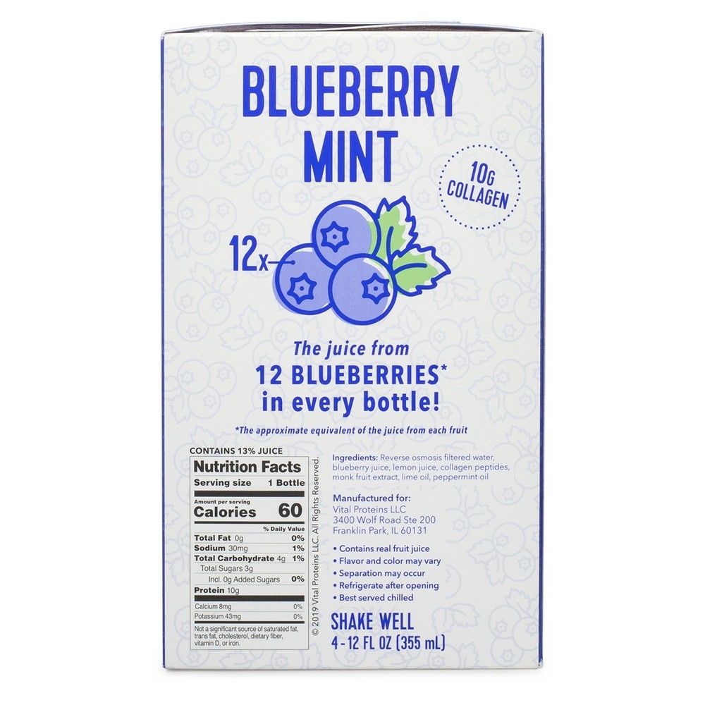 slide 3 of 8, Vital Proteins Blueberry Mint Dietary Supplements, 4 ct