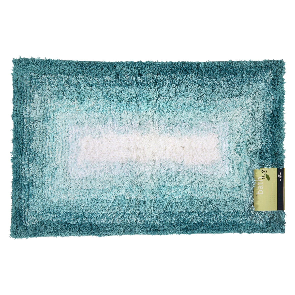 slide 1 of 1, Mohawk Home Ombre Border 20 x 32 Bath Rug Aqua, 20 in x 32 in