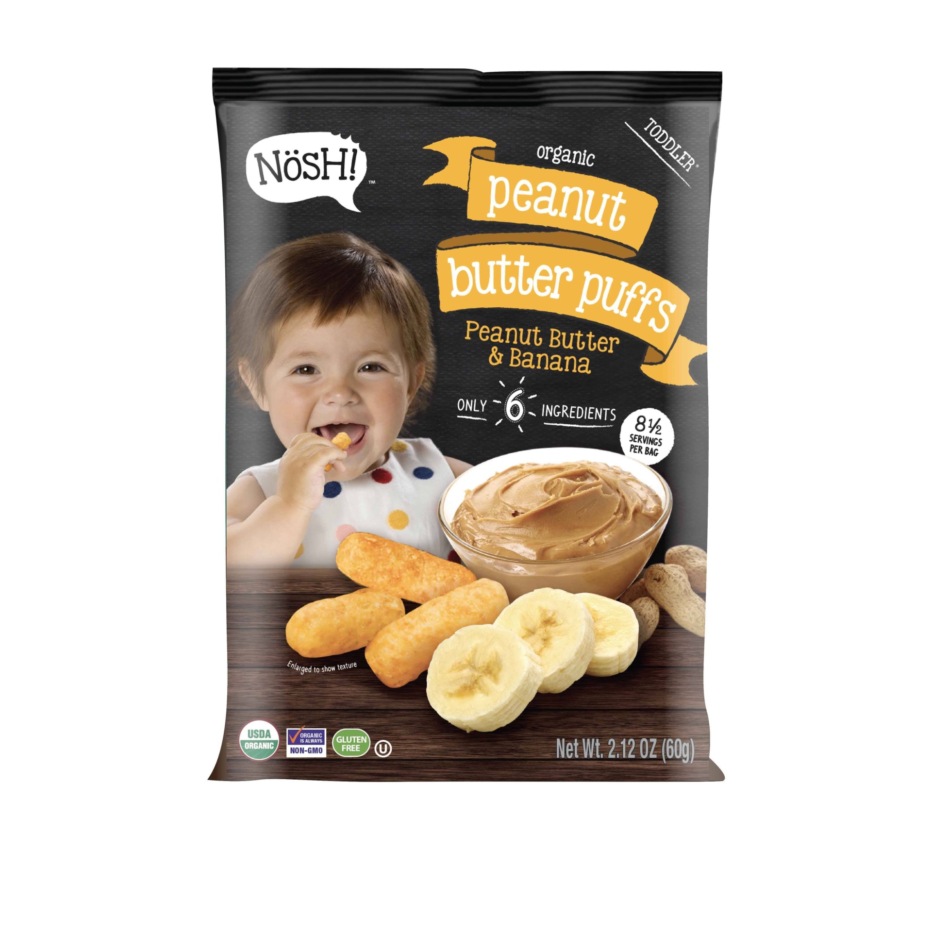 slide 1 of 3, Nosh Peanut Butter & Banana Puffs, 2.12 oz