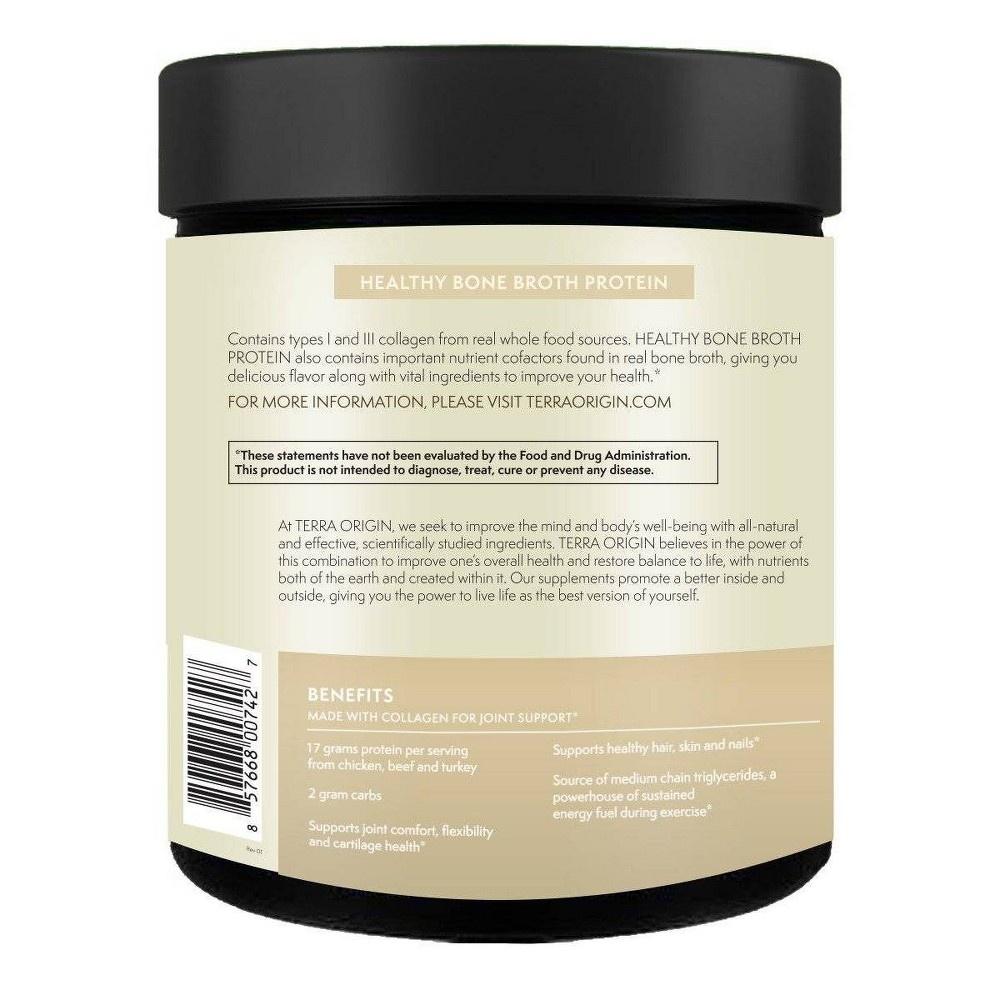 slide 2 of 4, Terra Origin Collagen And Protein Bone Broth Powder Vanilla, 12.33 oz