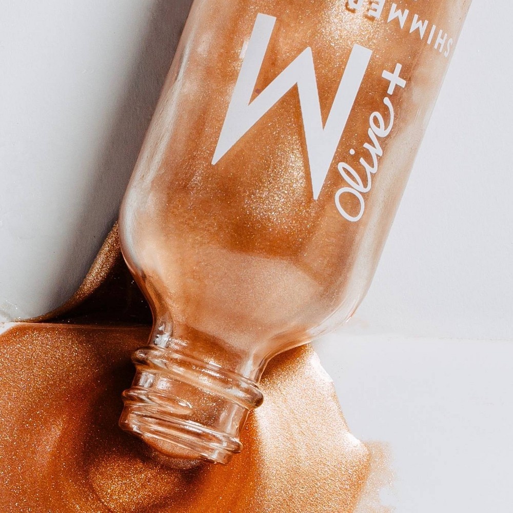 slide 4 of 6, Olive + M Shimmer + Glow Body Oil, 2 fl oz