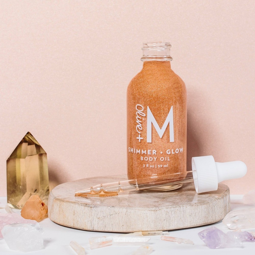 slide 5 of 6, Olive + M Shimmer + Glow Body Oil, 2 fl oz