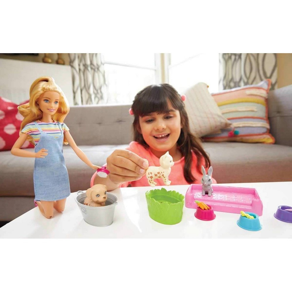 slide 2 of 6, Barbie Play 'n' Wash Pets Doll and Playset, 1 ct