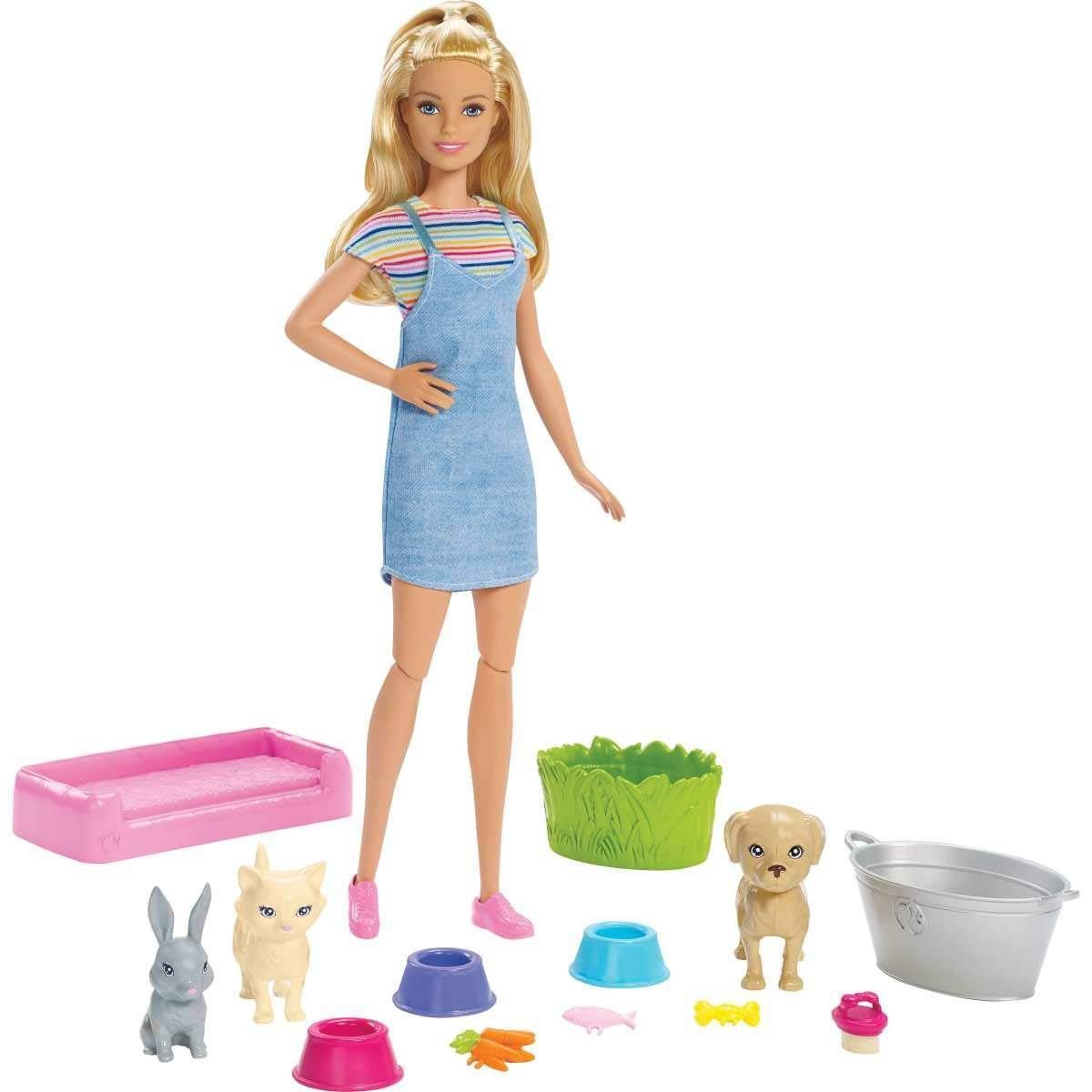 slide 1 of 6, Barbie Play 'n' Wash Pets Doll and Playset, 1 ct