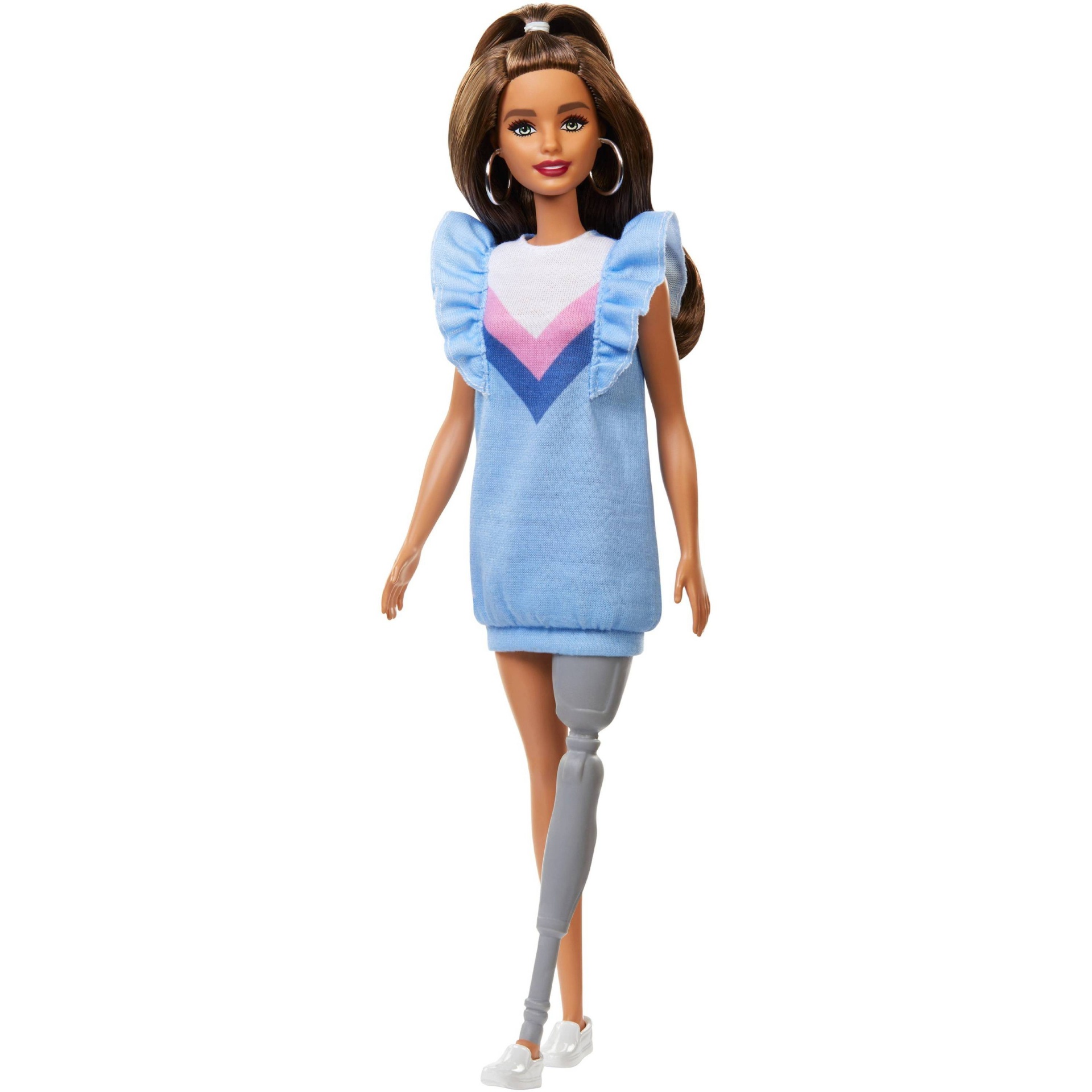 slide 1 of 8, Barbie Fashionistas Doll #121 Brunette Hair and Prosthetic Leg, 1 ct