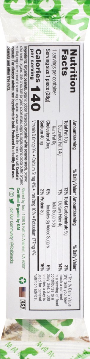 slide 3 of 11, Tosi SuperBites Organic Peanut Dark Chocolate Plant Protein 1 oz, 1 oz