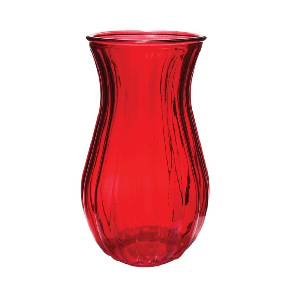 slide 1 of 1, Hurricane Glass Vase - Red, 9 in