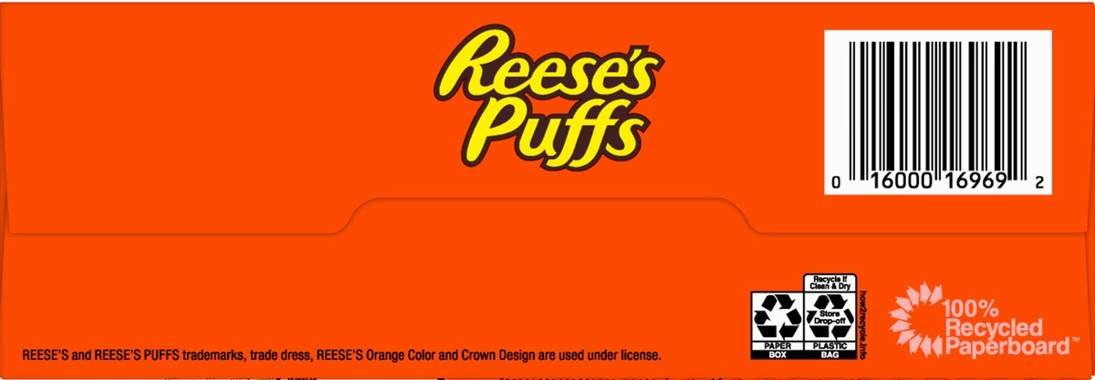 slide 5 of 11, Reese's Puffs REESE''S PUFFS Chocolatey Peanut Butter Cereal, Kid Breakfast Cereal, Family Size, 19.7 oz, 19.7 oz