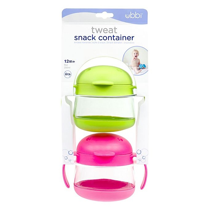 slide 2 of 2, Ubbi World Tweat Snack Container - Pink/Green, 2 ct