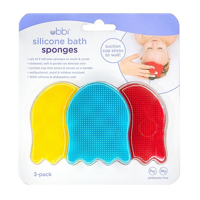slide 6 of 6, Ubbi World Silicone Bath Sponges, 3 ct