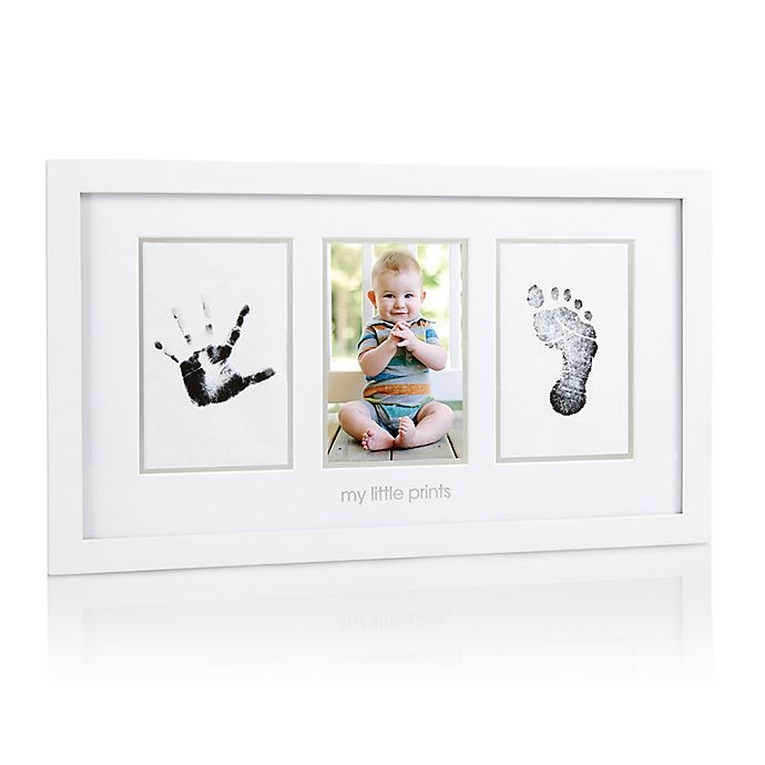 slide 2 of 3, Pearhead Babyprints 3-Opening Picture Frame - Grey, 4 in x 6 in