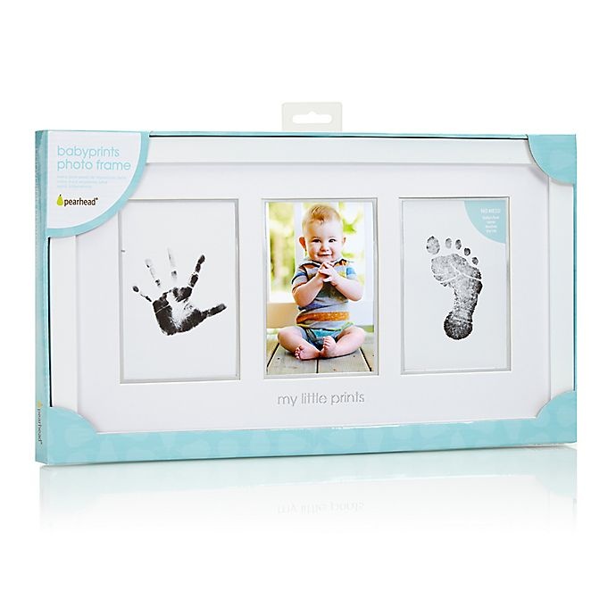 slide 3 of 3, Pearhead Babyprints 3-Opening Picture Frame - Grey, 4 in x 6 in