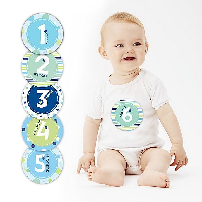 slide 2 of 3, Pearhead Baby Boy First Year Belly Stickers, 1 ct