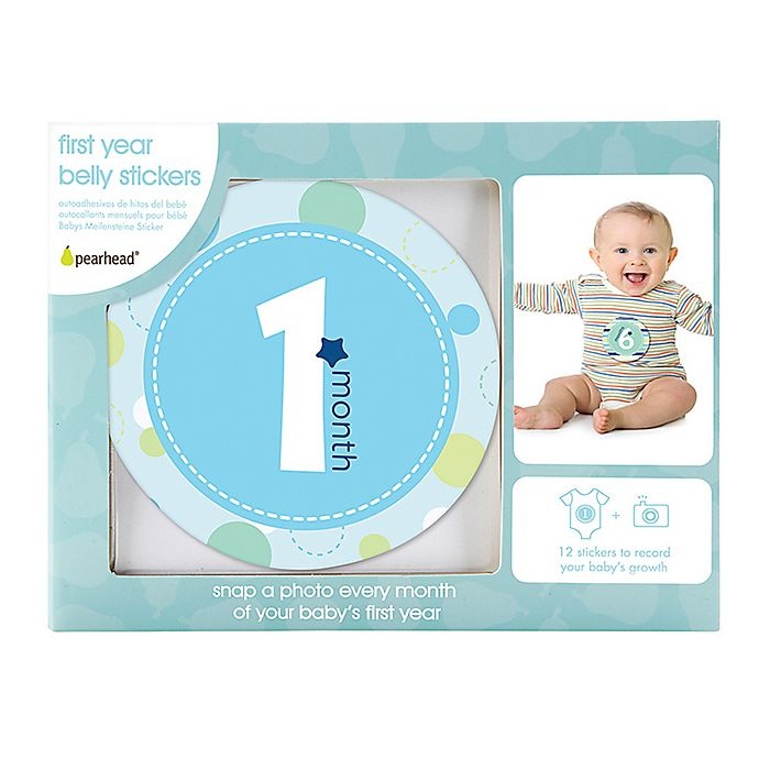 slide 3 of 3, Pearhead Baby Boy First Year Belly Stickers, 1 ct