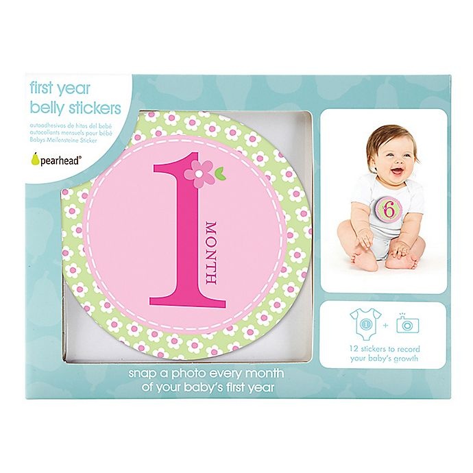 slide 3 of 3, Pearhead Baby Girl First Year Belly Stickers, 1 ct