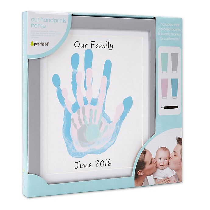 slide 3 of 5, Pearhead Handprint Frame - Grey, 1 ct