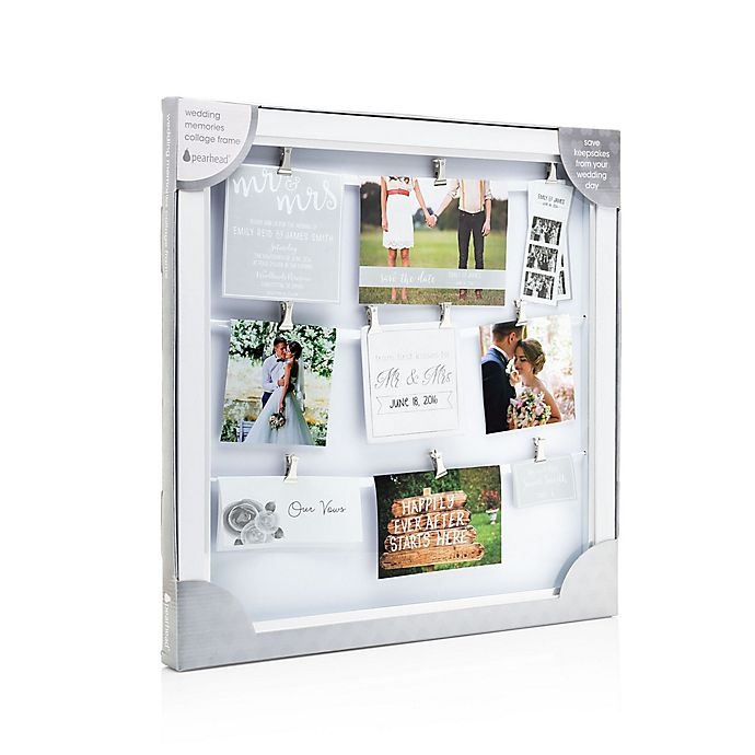 slide 2 of 4, Pearhead Mr. & Mrs. 9-Photo Clip Collage Frame - White, 1 ct