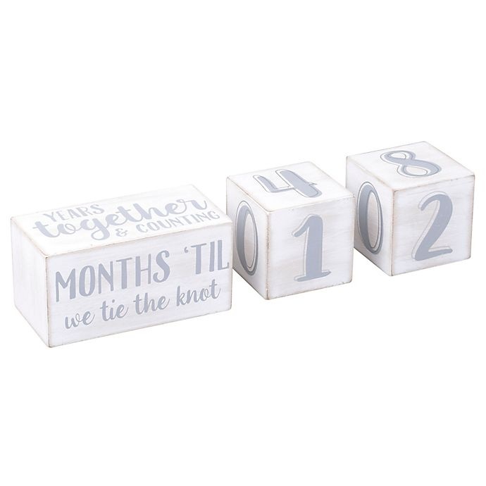 slide 3 of 6, Pearhead Wedding Countdown Milestone Blocks - White/Grey, 1 ct