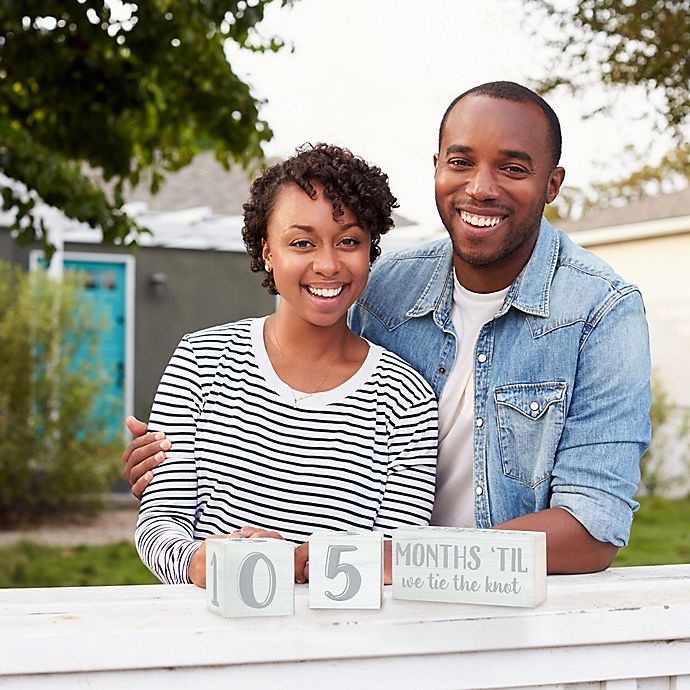 slide 5 of 6, Pearhead Wedding Countdown Milestone Blocks - White/Grey, 1 ct