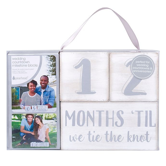 slide 6 of 6, Pearhead Wedding Countdown Milestone Blocks - White/Grey, 1 ct