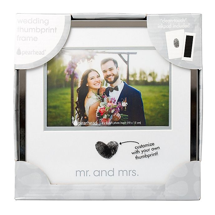 slide 3 of 7, Pearhead Mr. and Mrs.'' Thumbprint Picture Frame Kit - Grey'', 4 in x 6 in