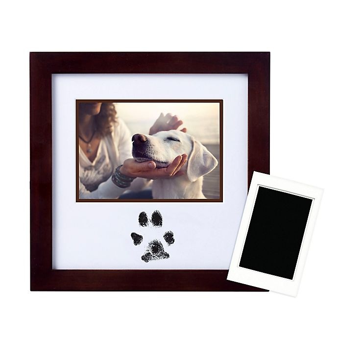 slide 2 of 6, Pearhead Pawprints Photo Frame and Clean-Touch Ink Pad Kit - Espresso, 4 in x 6 in