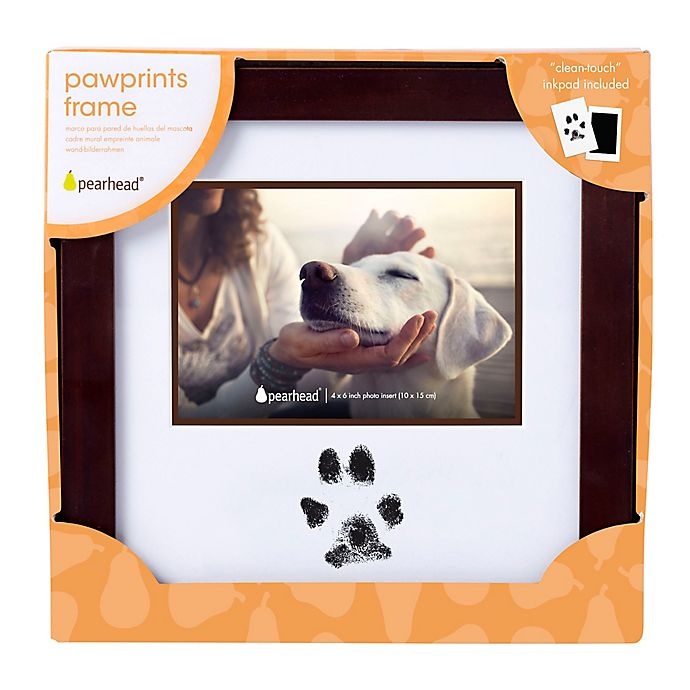 slide 6 of 6, Pearhead Pawprints Photo Frame and Clean-Touch Ink Pad Kit - Espresso, 4 in x 6 in