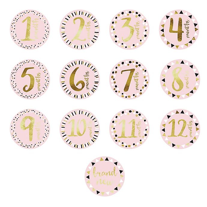 slide 4 of 5, Pearhead First Year Foil Belly Stickers - Pink, 1 ct