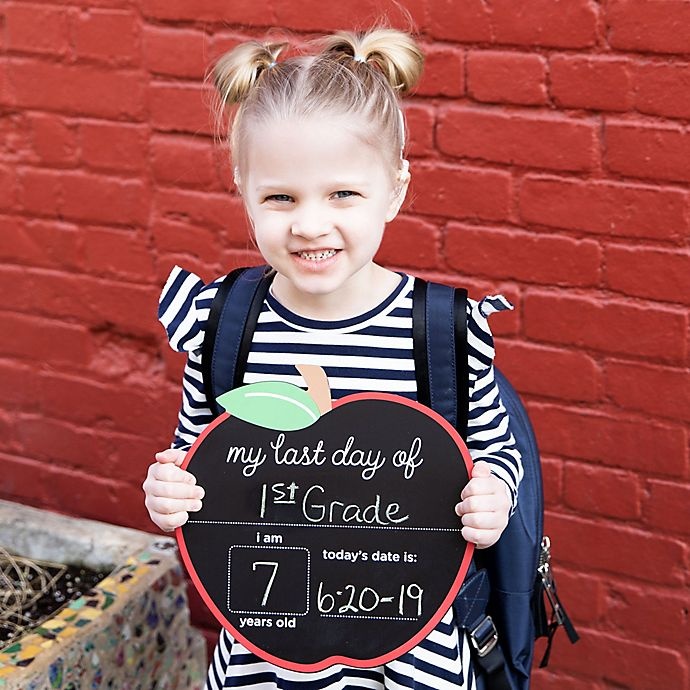 slide 4 of 6, Pearhead First and Last Day of School Double-Sided Reusable Apple Chalkboard Frame, 1 ct