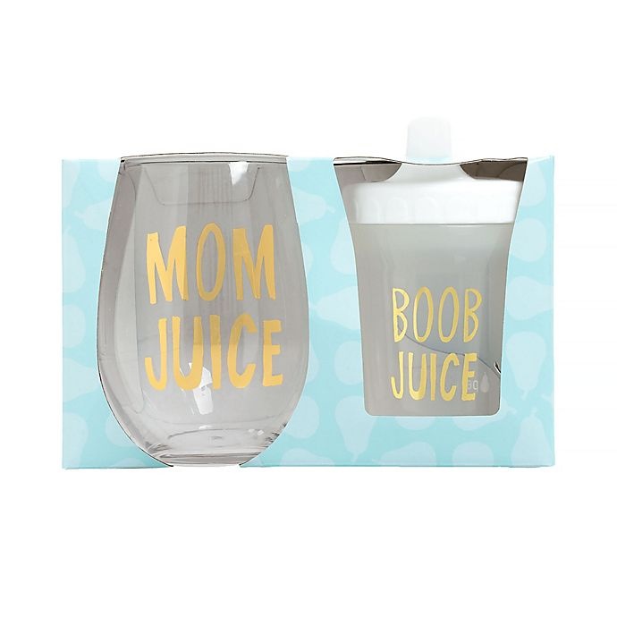 slide 3 of 3, Pearhead Juice Stemless Wine Glass and Baby Bottle Set, 2 ct