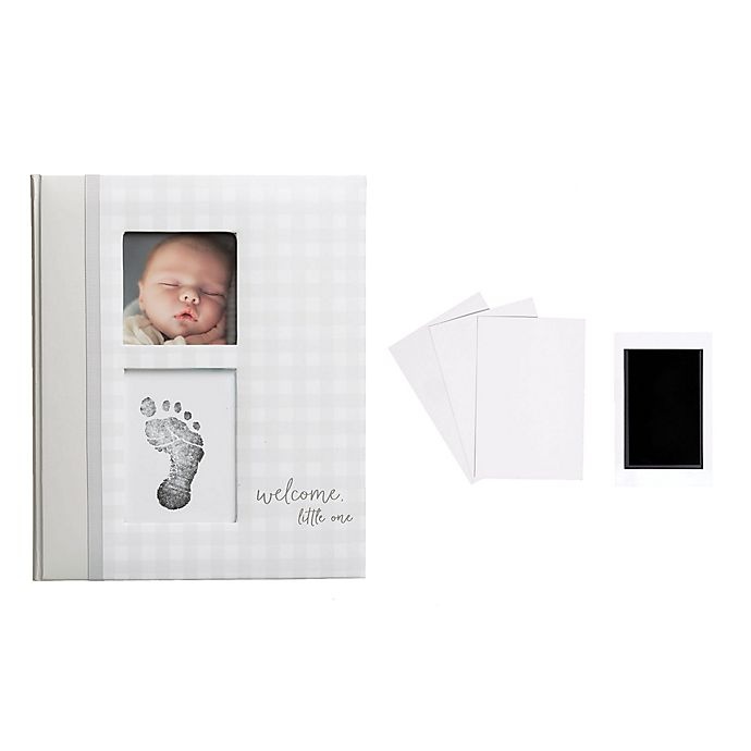 slide 2 of 9, Pearhead Baby Memory Book and Clean-Touch Ink Pad - Grey Gingham, 1 ct