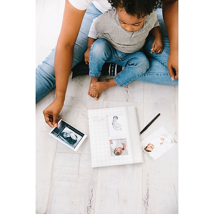 slide 8 of 9, Pearhead Baby Memory Book and Clean-Touch Ink Pad - Grey Gingham, 1 ct