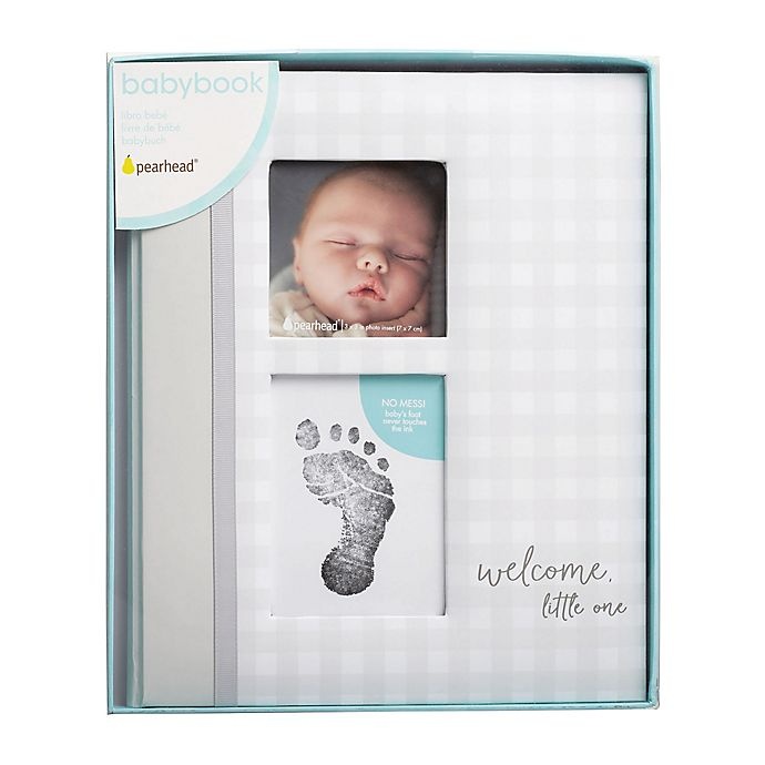 slide 9 of 9, Pearhead Baby Memory Book and Clean-Touch Ink Pad - Grey Gingham, 1 ct