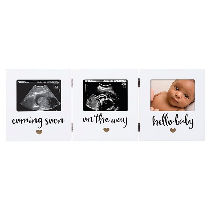 slide 2 of 3, Pearhead 3-Photo Hinged Sonogram Desk Frame - White, 1 ct