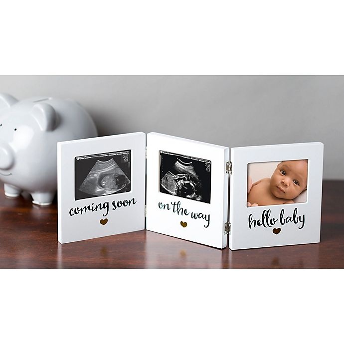 slide 3 of 3, Pearhead 3-Photo Hinged Sonogram Desk Frame - White, 1 ct