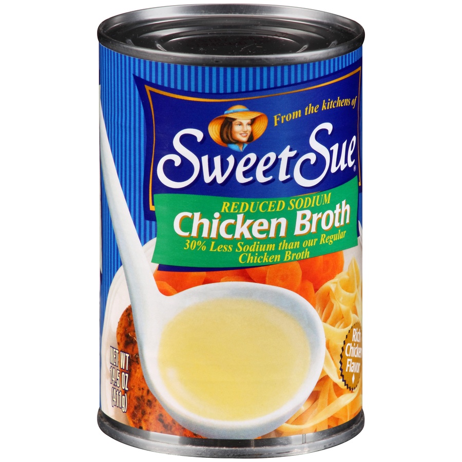 slide 2 of 8, Sweet Sue Low Sodium Chicken Broth, 14.5 oz