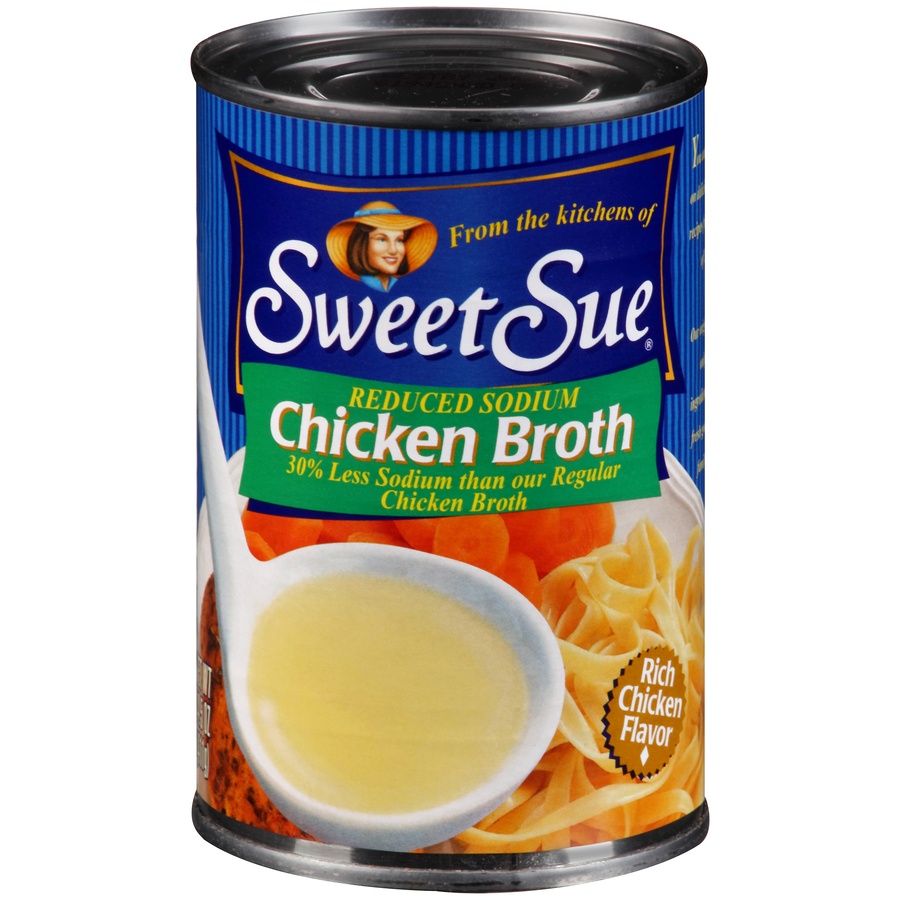 slide 1 of 8, Sweet Sue Low Sodium Chicken Broth, 14.5 oz